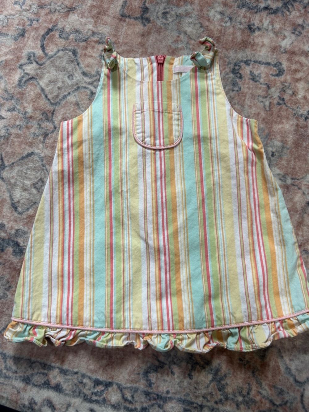 Janie & Jack 100% Cotton Dress with Ruffle Hem Size 6-12 Months